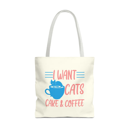 Cats, Cake & Coffee Tote Bag (Cream)
