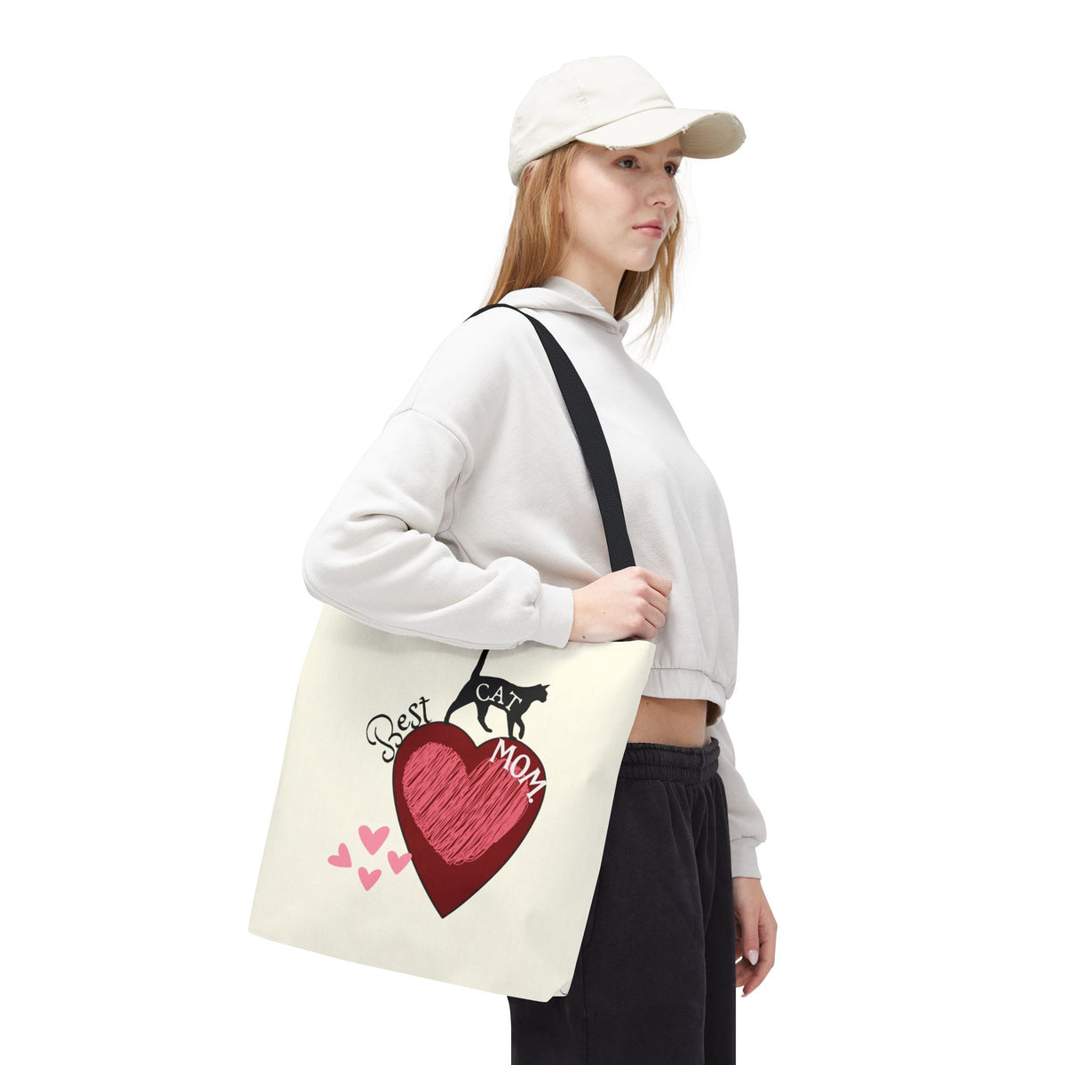 Cat Mom Heart Tote Bag