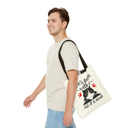 Cat & Book Tote Bag