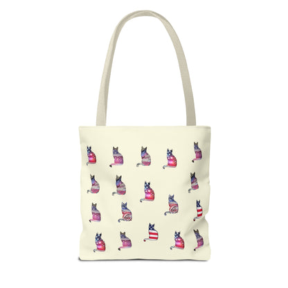 Patriotic Cat Love Tote Bag (Cream)