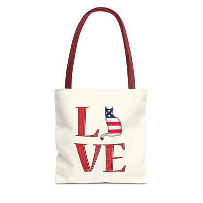 Patriotic Cat Love Tote Bag (Cream)