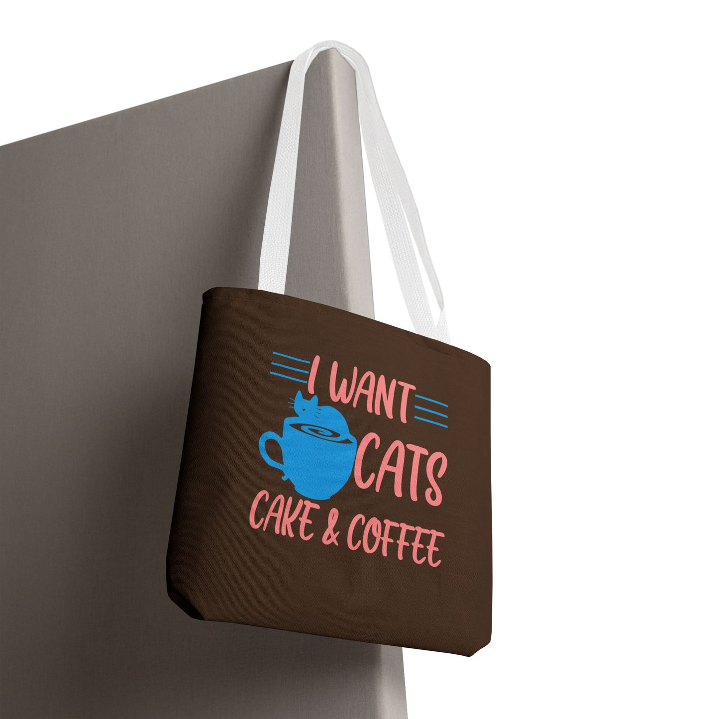 Cats, Cake & Coffee Tote Bag (Brown)