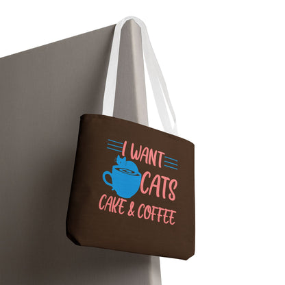 Cats, Cake & Coffee Tote Bag (Brown)