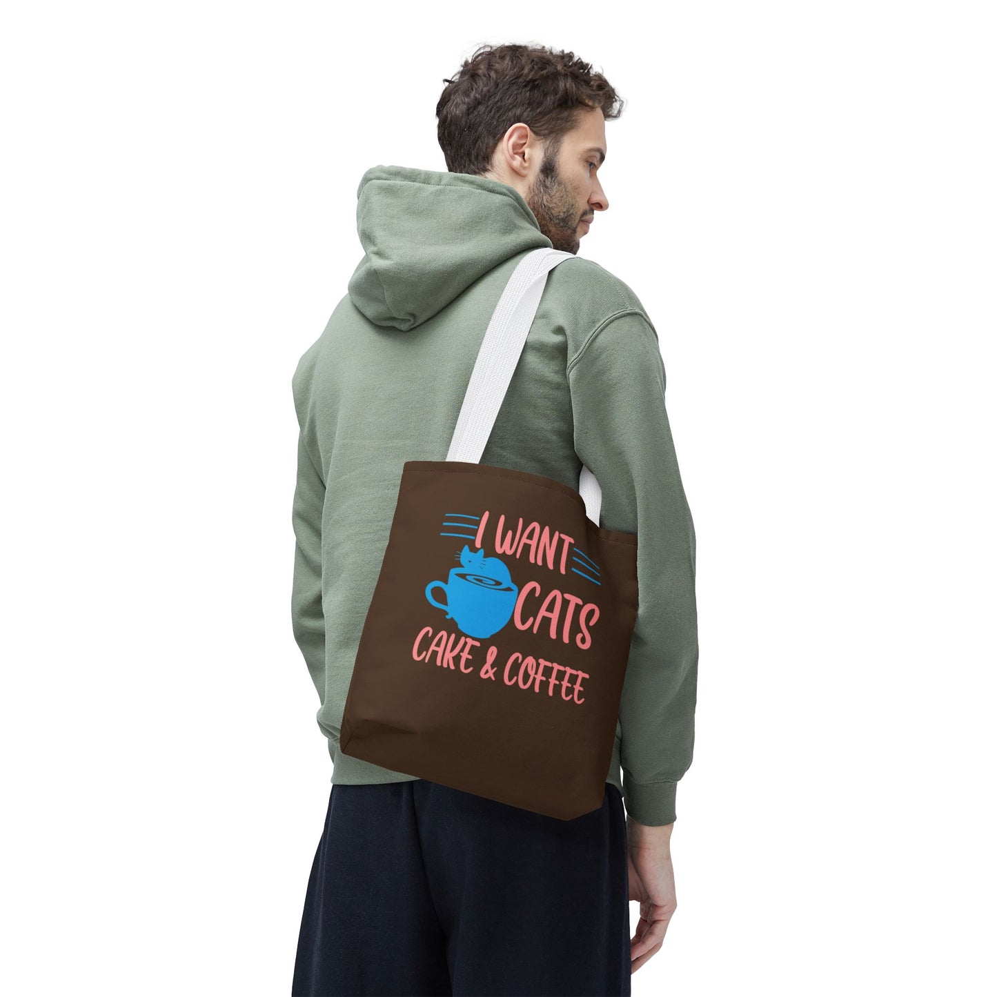 Cats, Cake & Coffee Tote Bag (Brown)