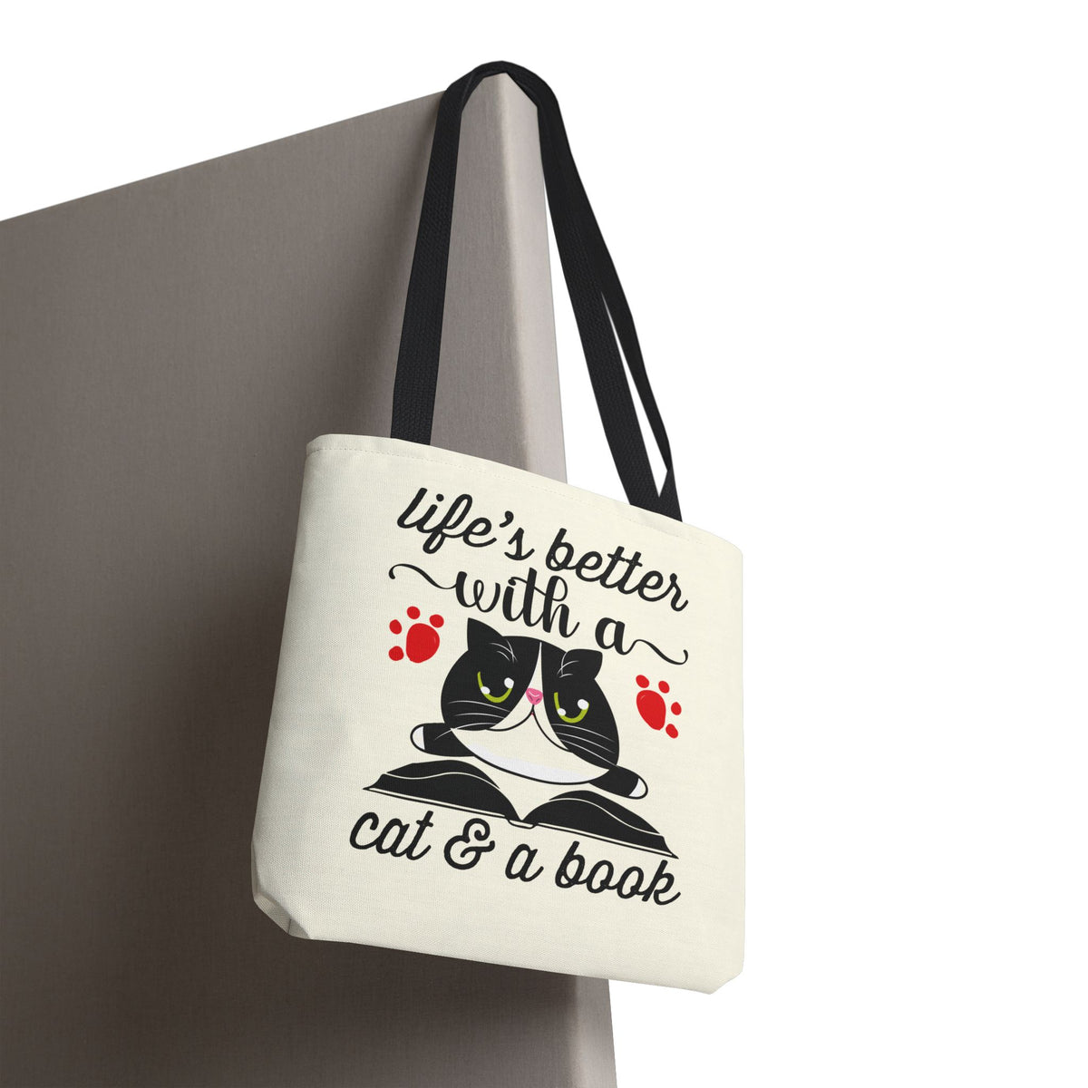 Cat & Book Tote Bag