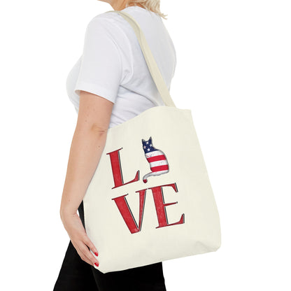 Patriotic Cat Love Tote Bag (Cream)
