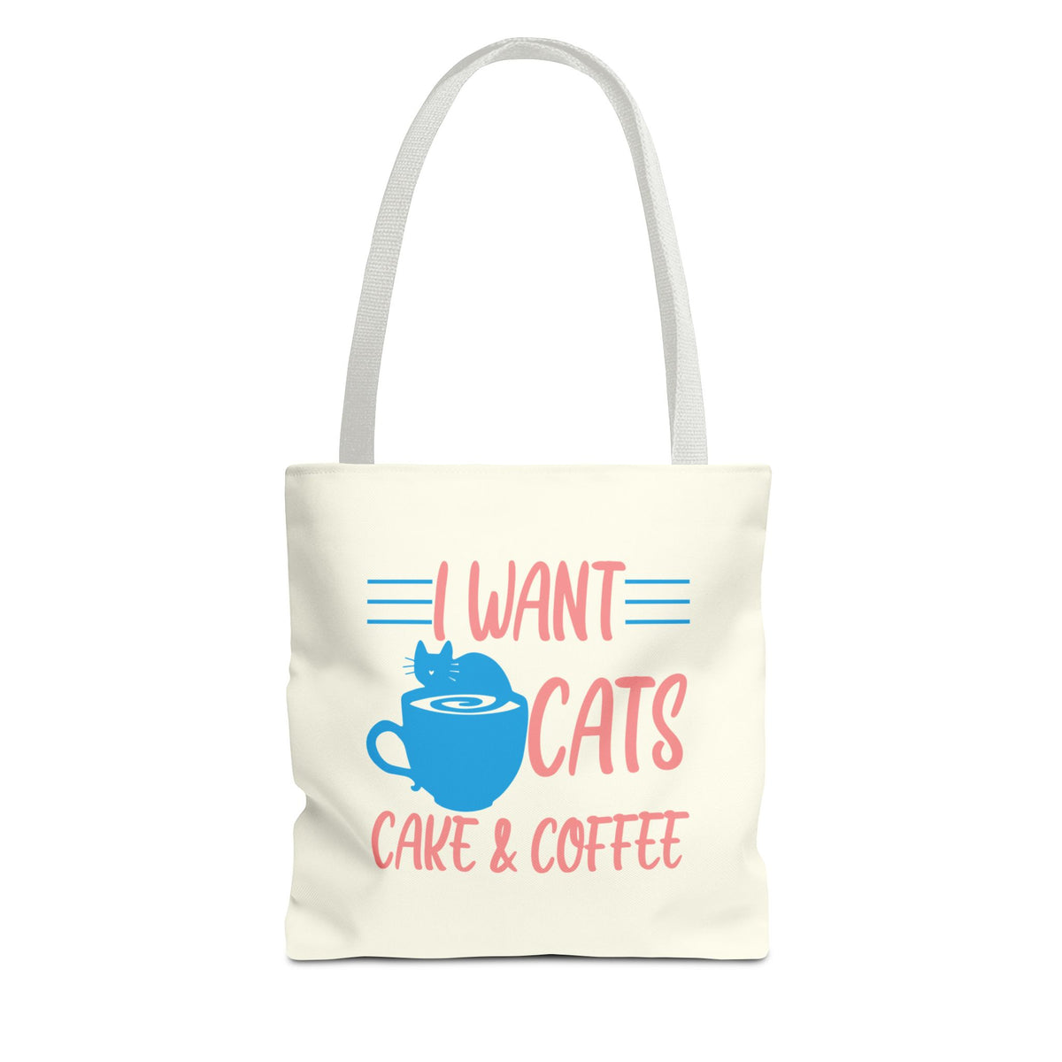 Cats, Cake & Coffee Tote Bag (Cream)
