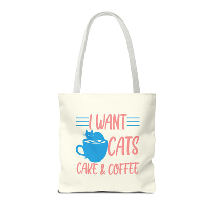 Cats, Cake & Coffee Tote Bag (Cream)