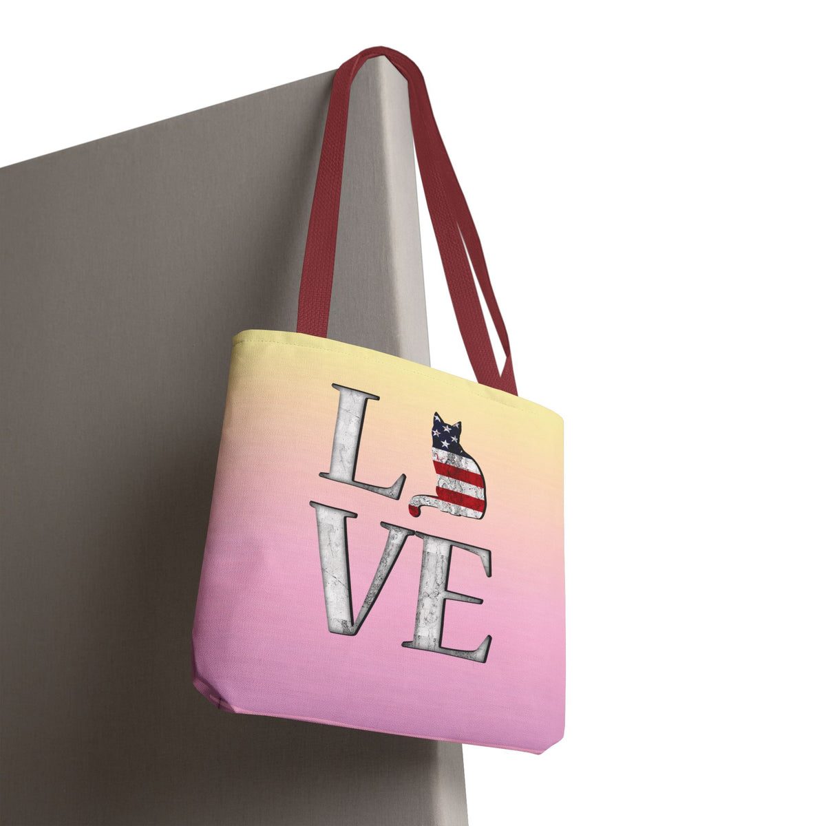 Patriotic Cat Love Tote Bag (Pink)