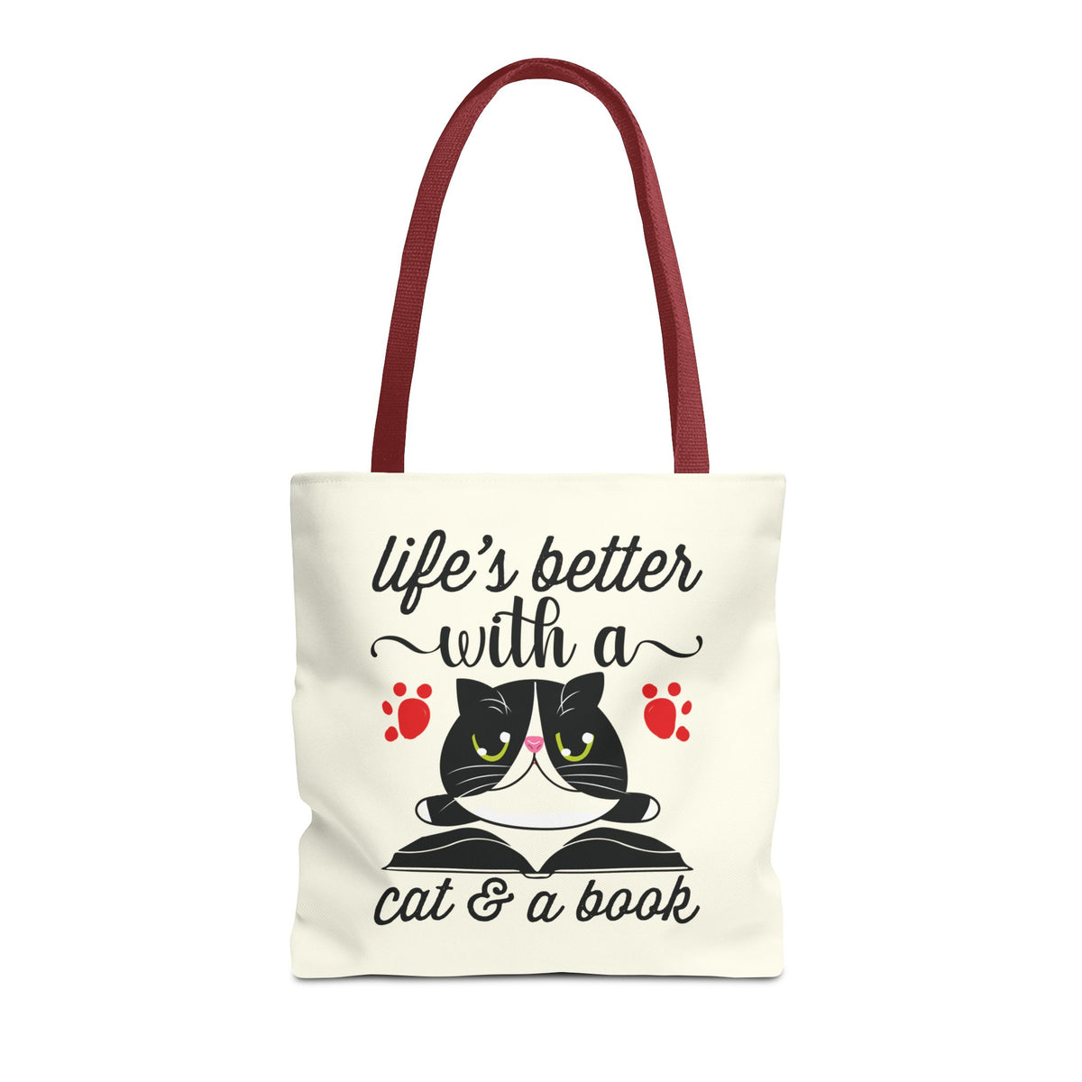 Cat & Book Tote Bag