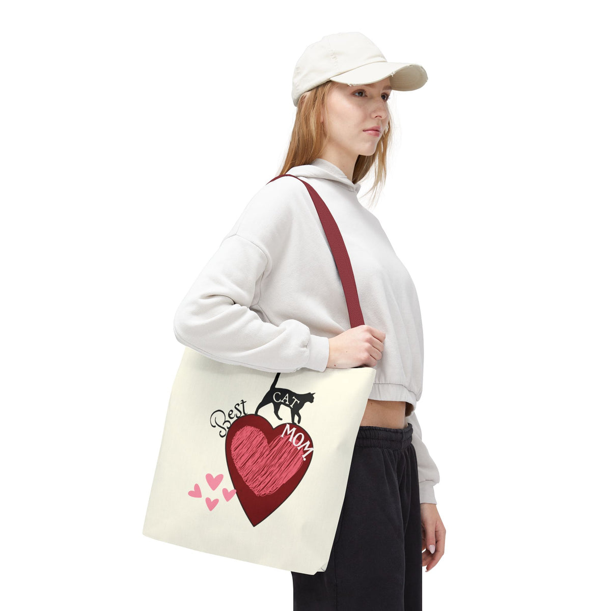 Cat Mom Heart Tote Bag