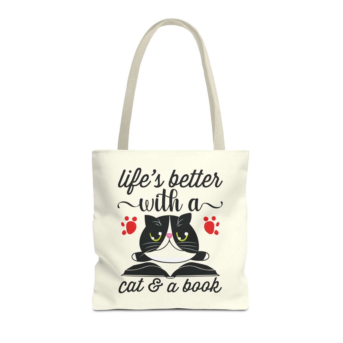 Cat & Book Tote Bag