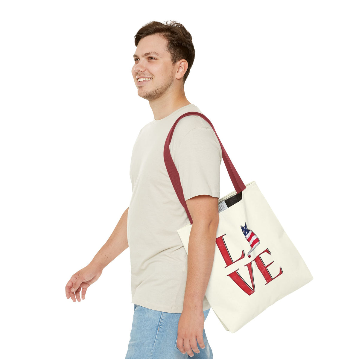 Patriotic Cat Love Tote Bag (Cream)
