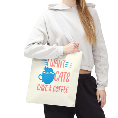 Cats, Cake & Coffee Tote Bag (Cream)