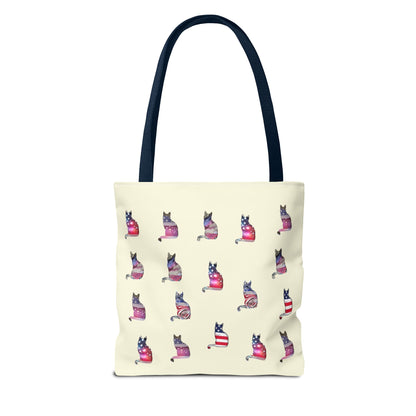 Patriotic Cat Love Tote Bag (Cream)