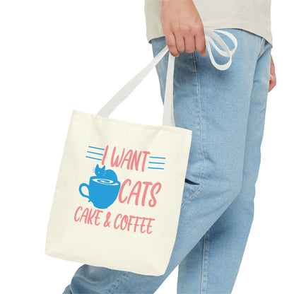 Cats, Cake & Coffee Tote Bag (Cream)
