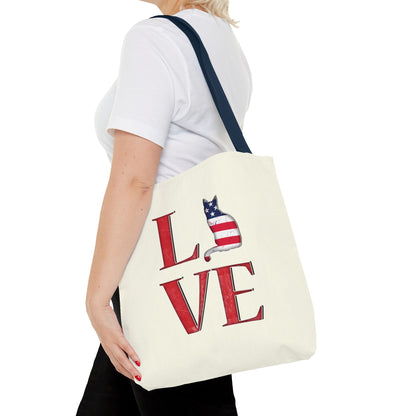 Patriotic Cat Love Tote Bag (Cream)