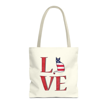 Patriotic Cat Love Tote Bag (Cream)