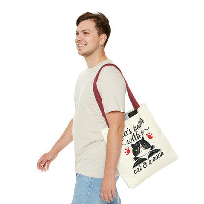 Cat & Book Tote Bag