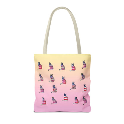 Patriotic Cat Love Tote Bag (Pink)