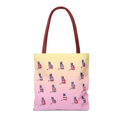 Patriotic Cat Love Tote Bag (Pink)
