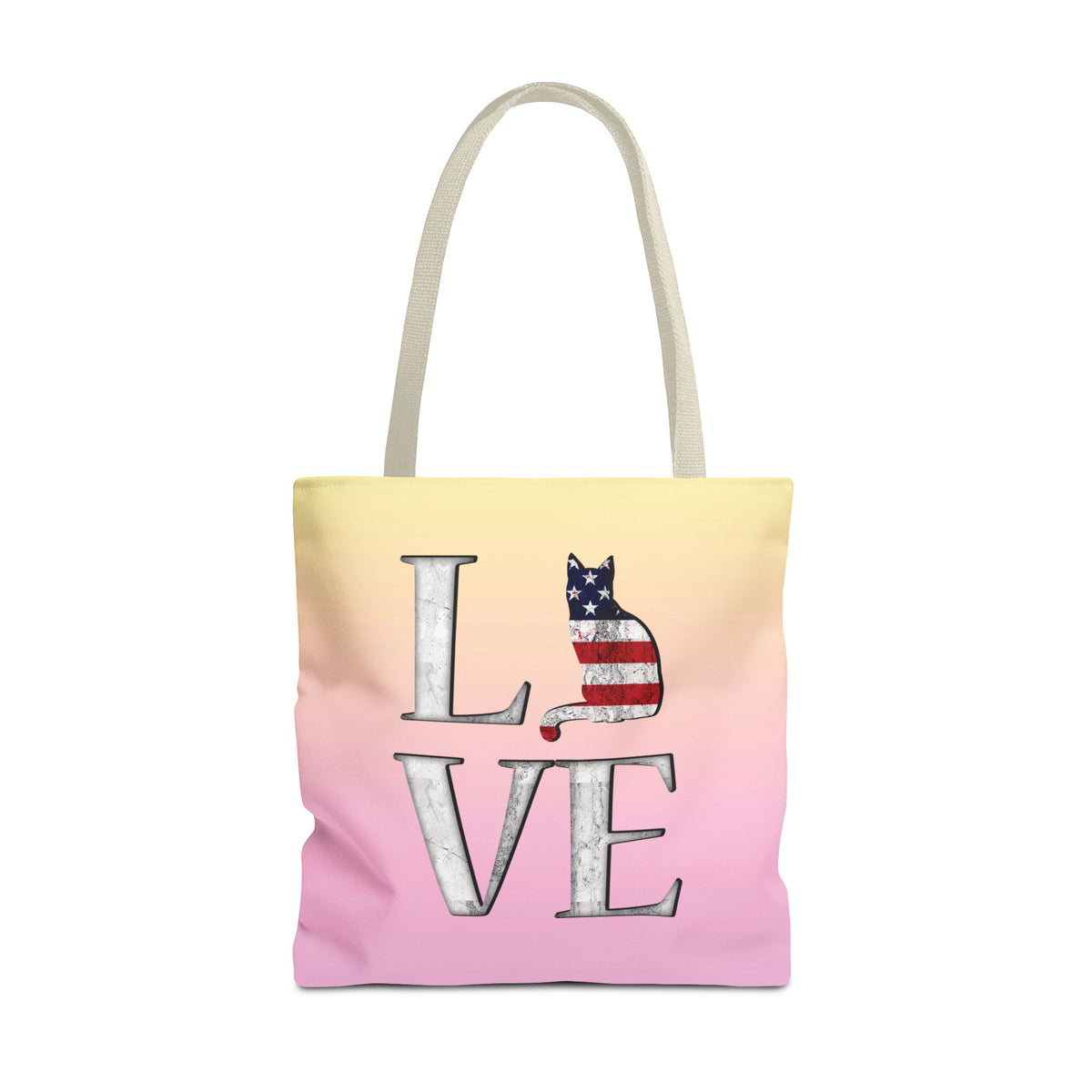 Patriotic Cat Love Tote Bag (Pink)