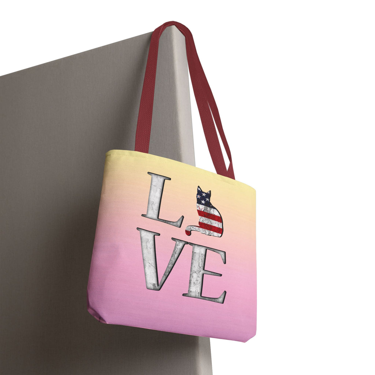Patriotic Cat Love Tote Bag (Pink)