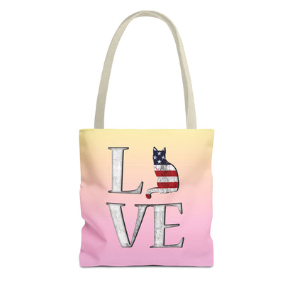 Patriotic Cat Love Tote Bag (Pink)