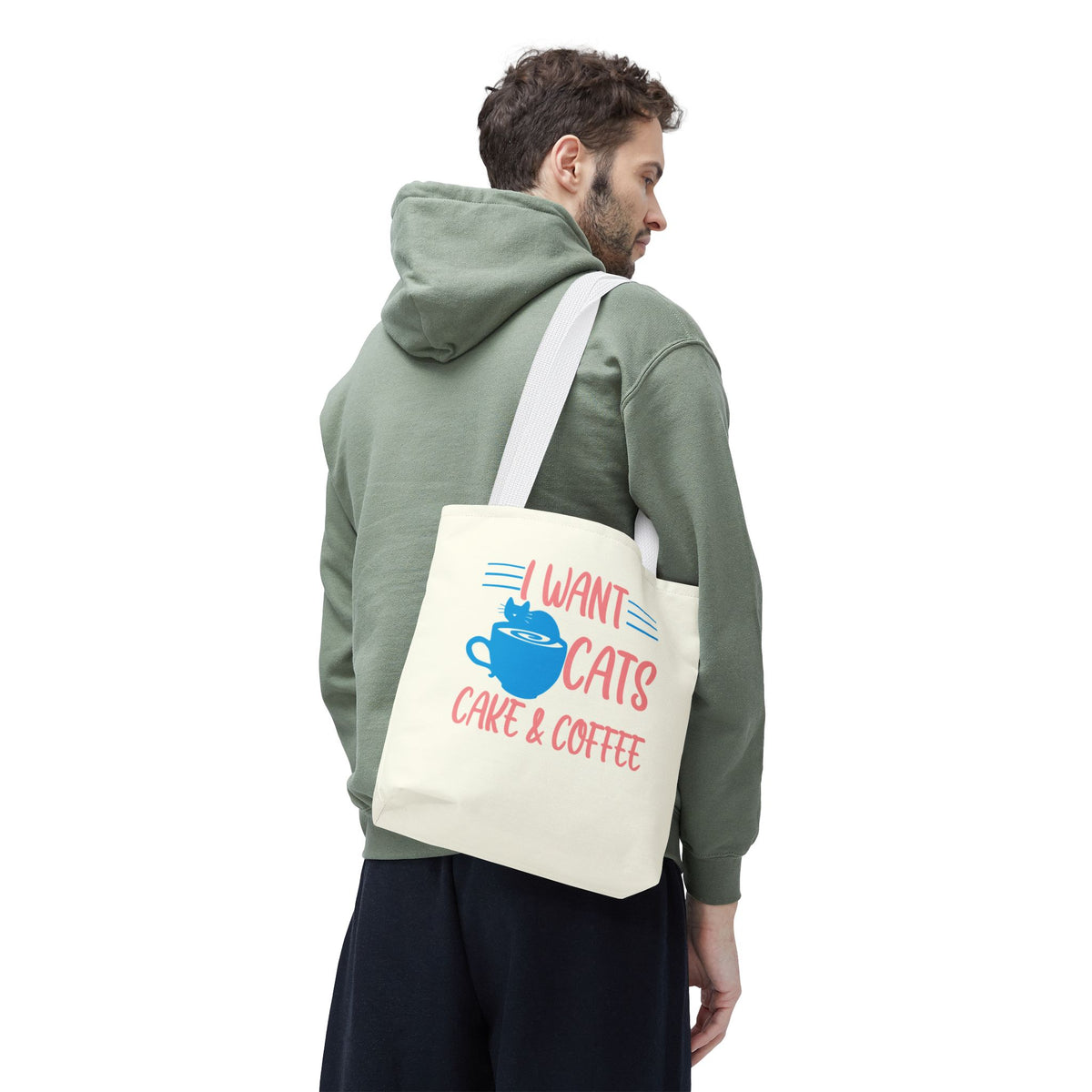 Cats, Cake & Coffee Tote Bag (Cream)