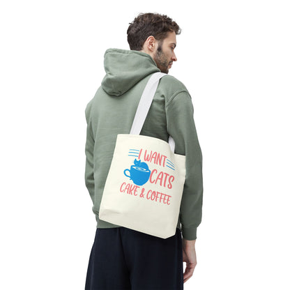 Cats, Cake & Coffee Tote Bag (Cream)