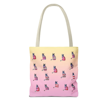 Patriotic Cat Love Tote Bag (Pink)