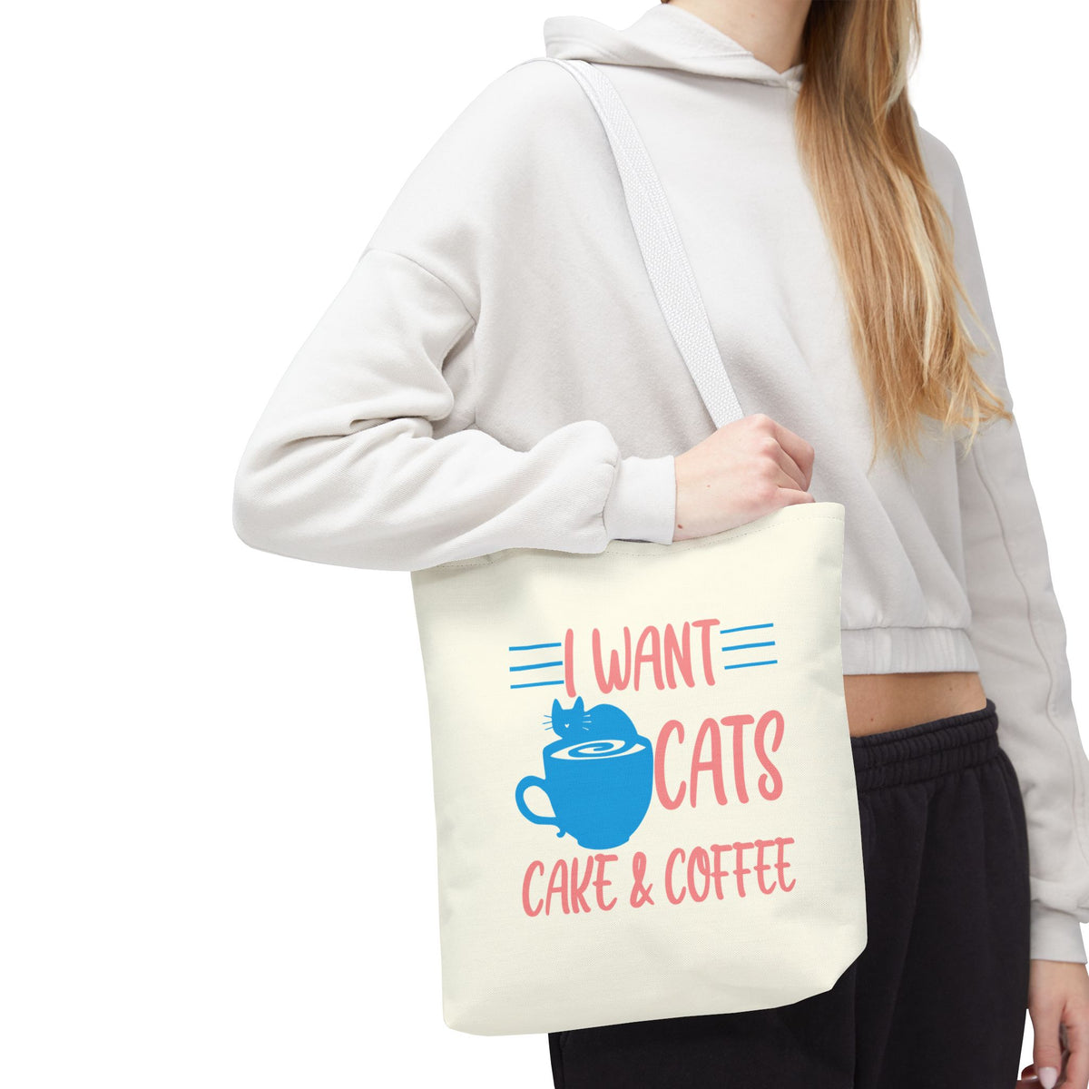 Cats, Cake & Coffee Tote Bag (Cream)