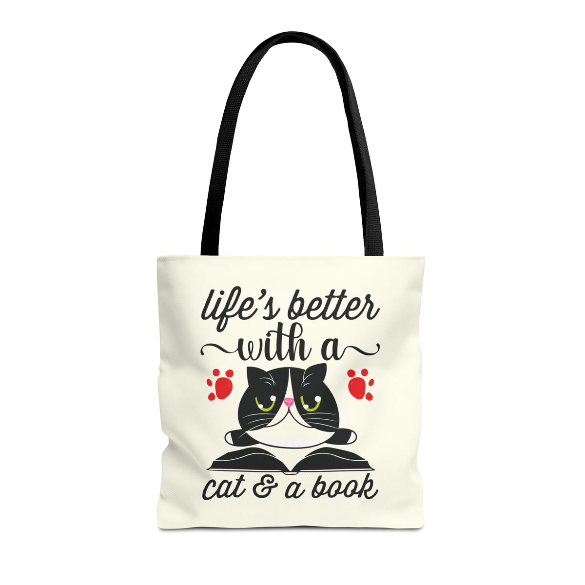Cat & Book Tote Bag