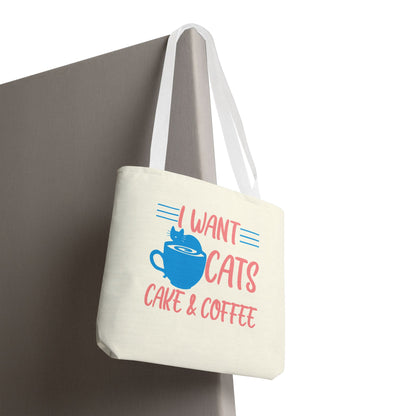 Cats, Cake & Coffee Tote Bag (Cream)