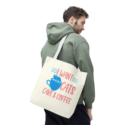 Cats, Cake & Coffee Tote Bag (Cream)