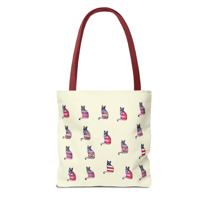 Patriotic Cat Love Tote Bag (Cream)