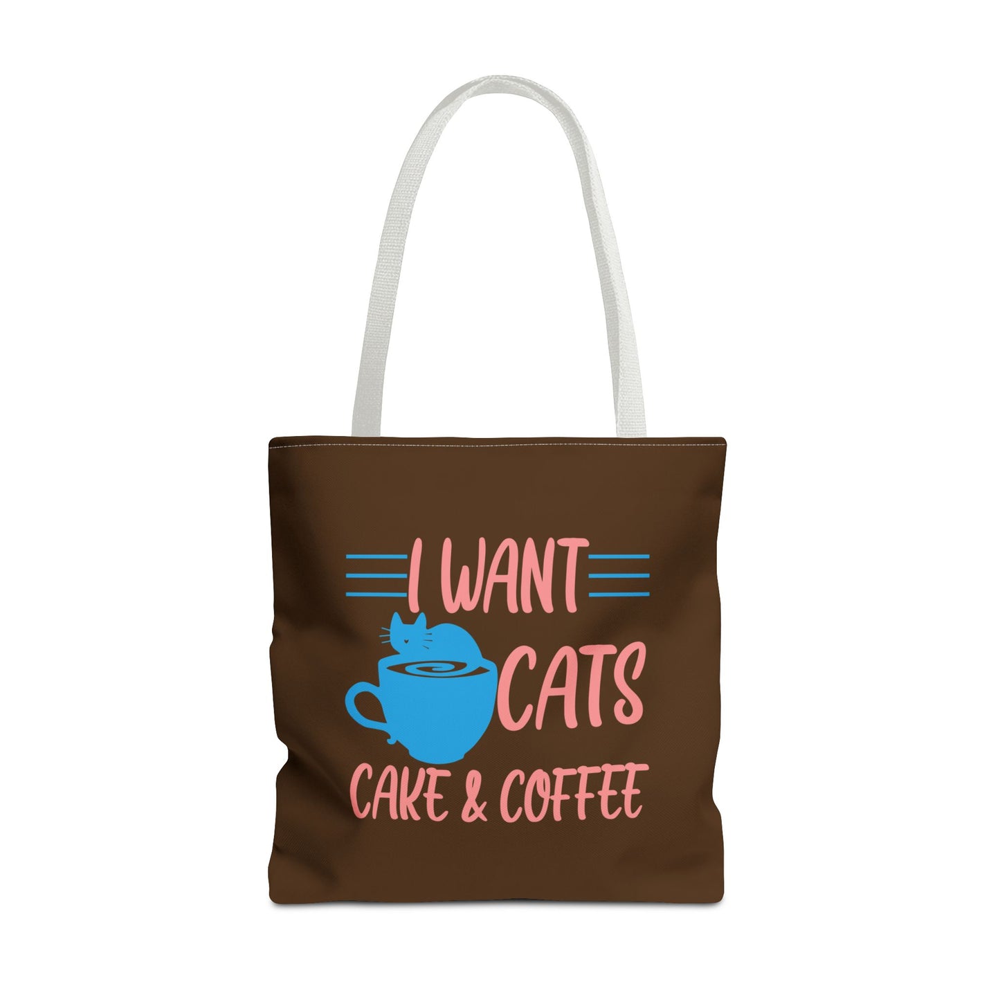Cats, Cake & Coffee Tote Bag (Brown)