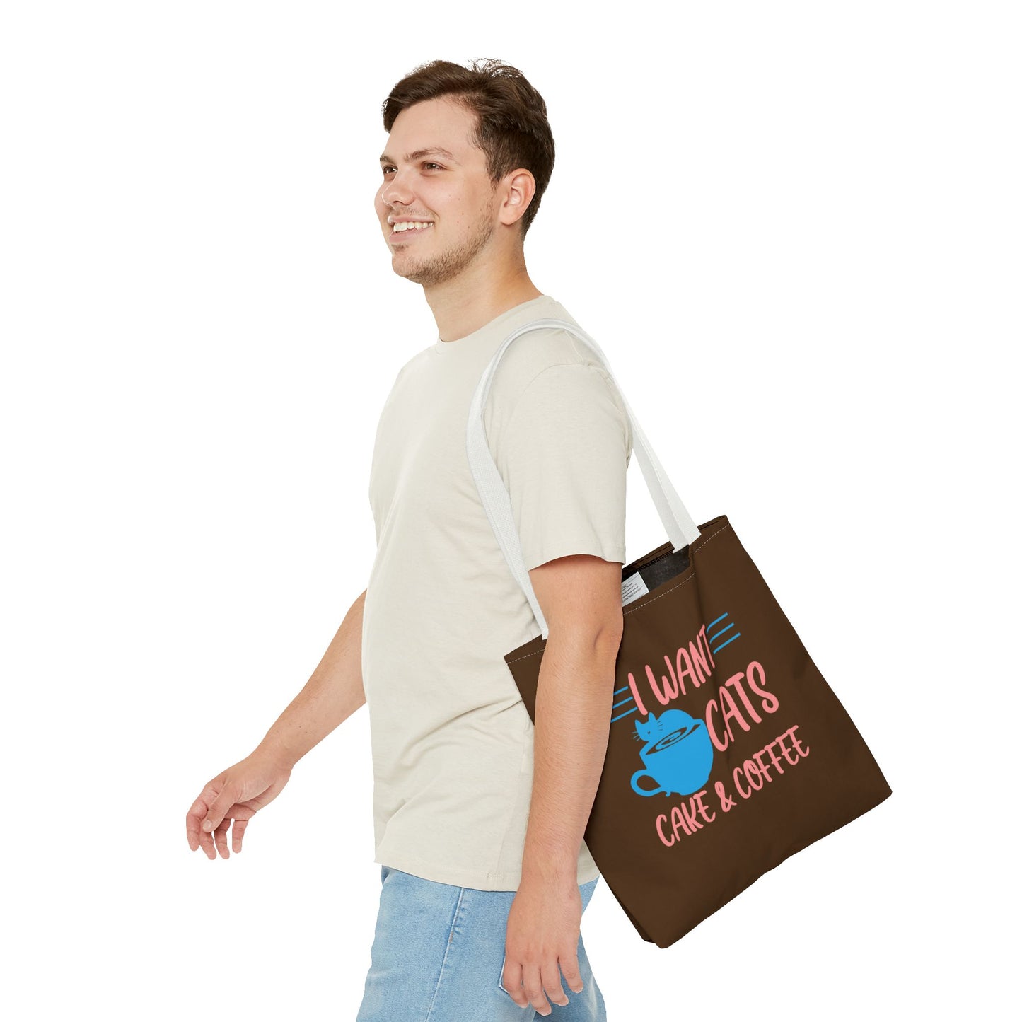 Cats, Cake & Coffee Tote Bag (Brown)