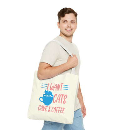Cats, Cake & Coffee Tote Bag (Cream)