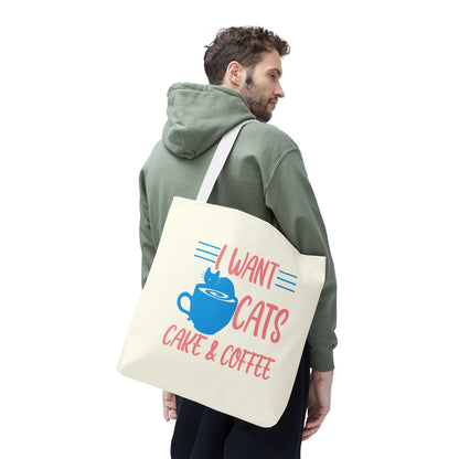 Cats, Cake & Coffee Tote Bag (Cream)