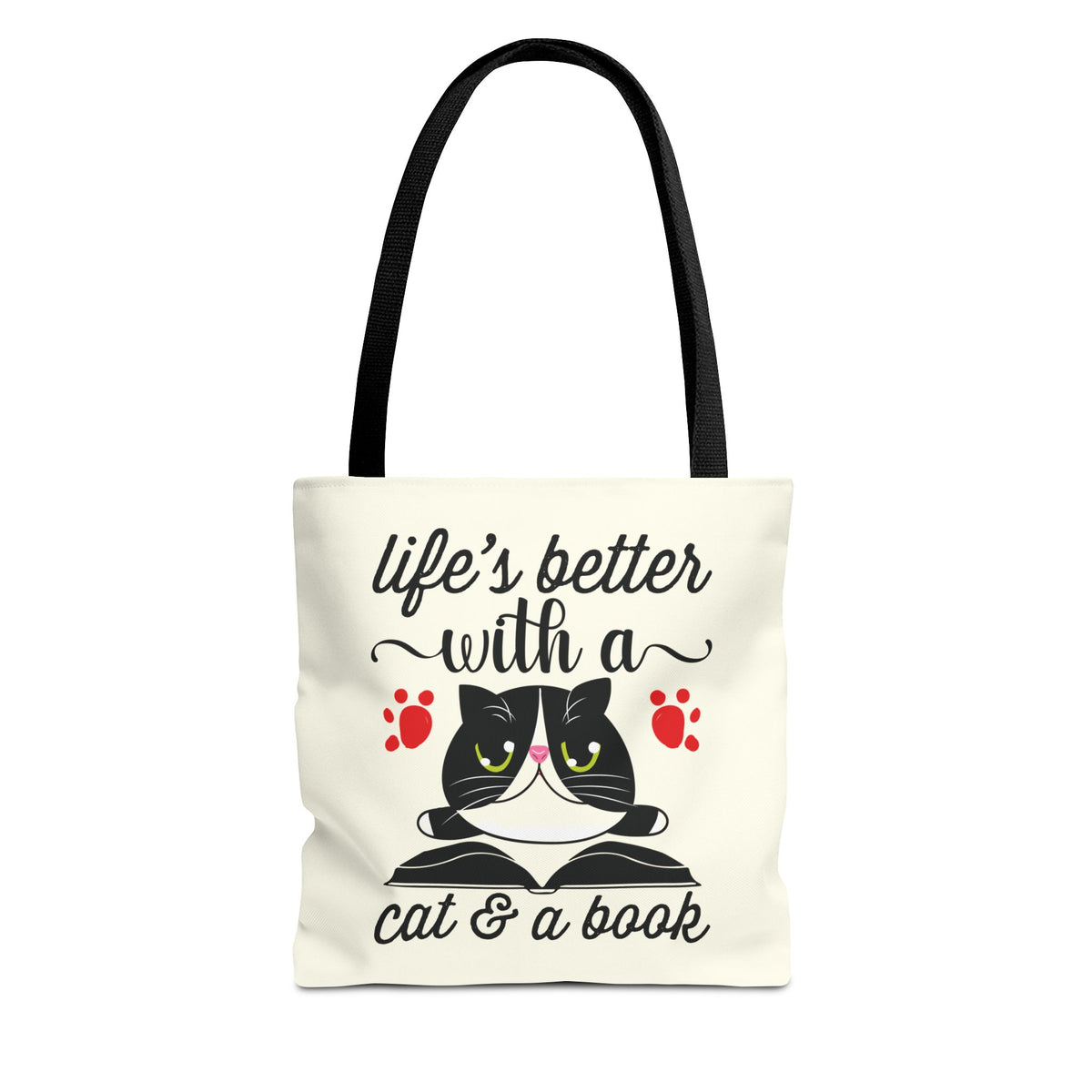 Cat & Book Tote Bag