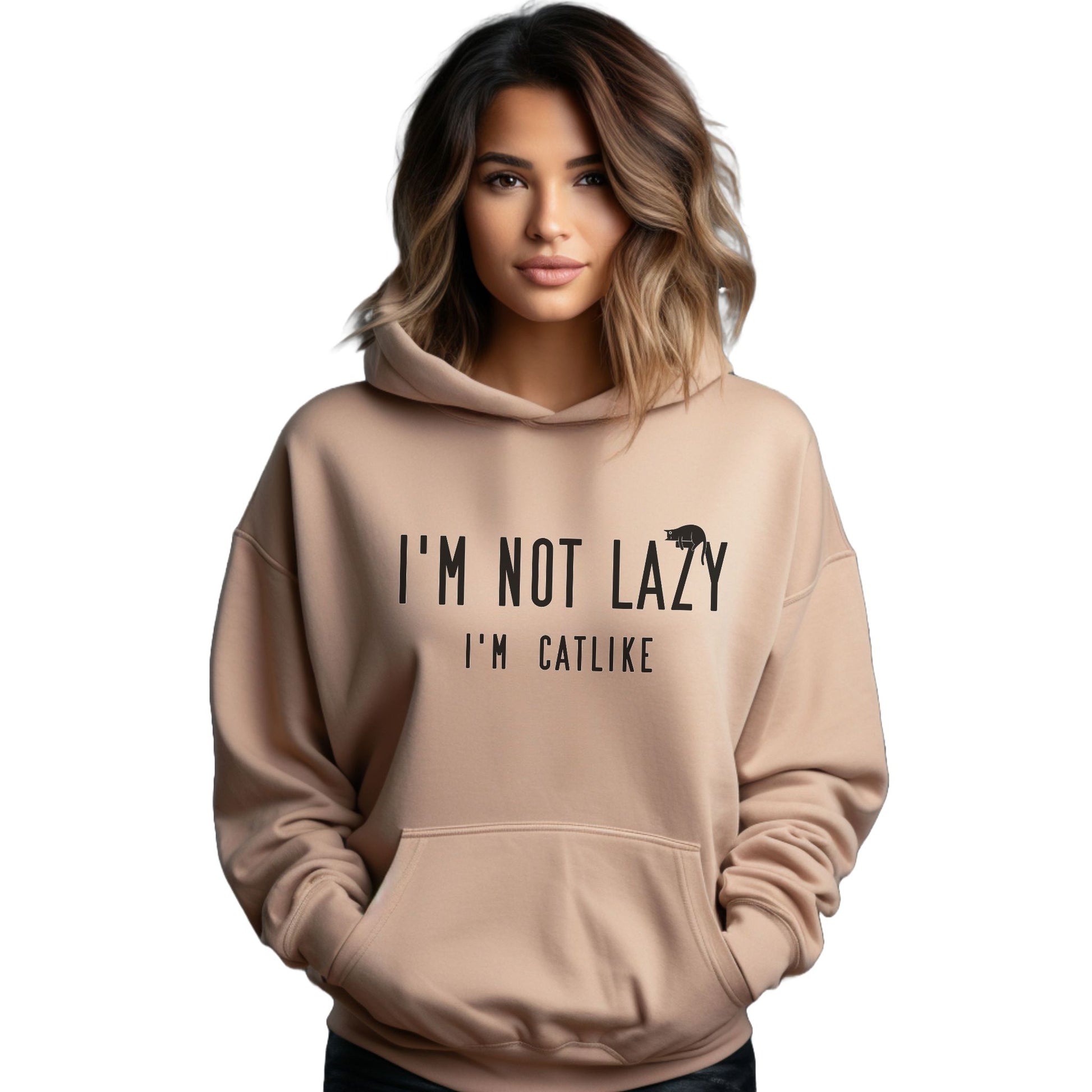 Sand Not Lazy Cat Themed Hooded Sweatshirt Unisex