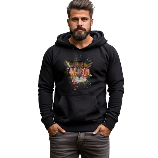 Black Awesome Cat Themed Hooded Sweatshirt Unisex