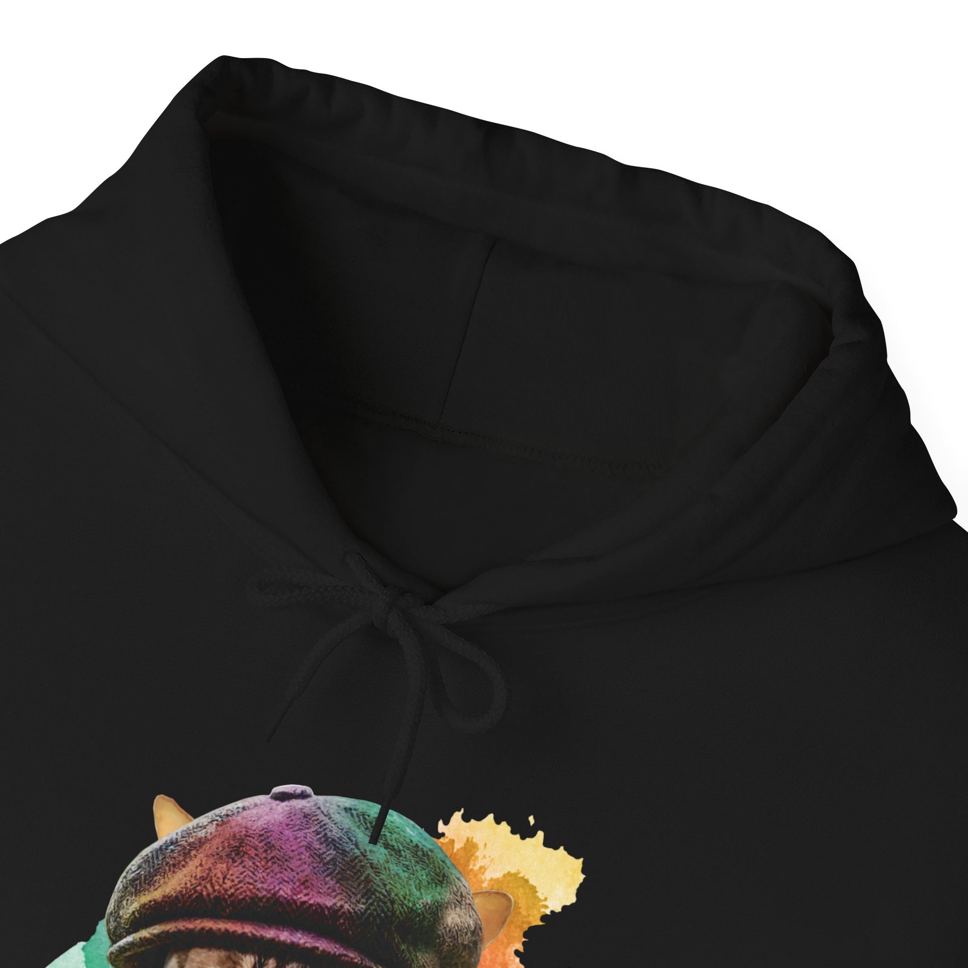 Black Baker Boy Cat Themed Hooded Sweatshirt Unisex