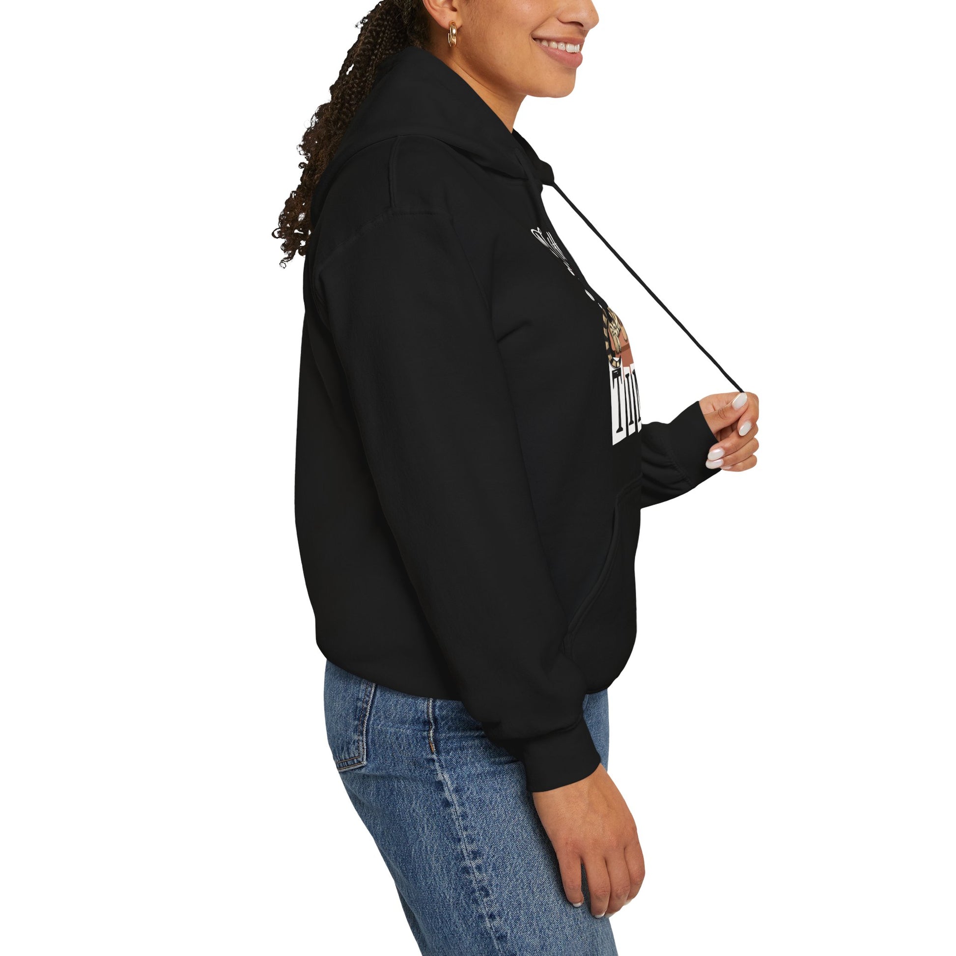 Black C☕ffee Beans & Love Hearts Cat Themed Hooded Sweatshirt Unisex