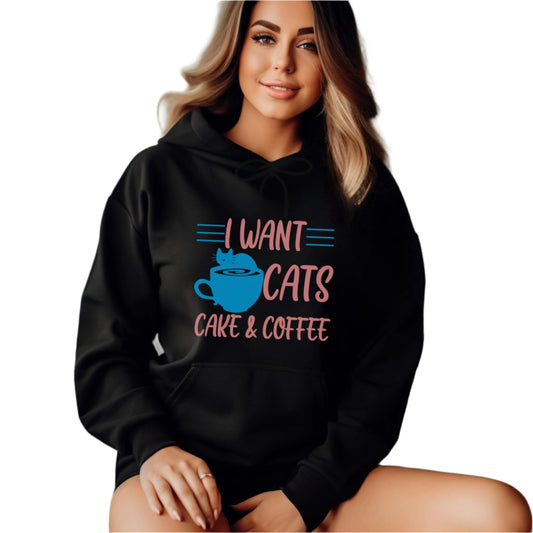 Black Cats Cake & Coffee Hooded Sweater Unisex