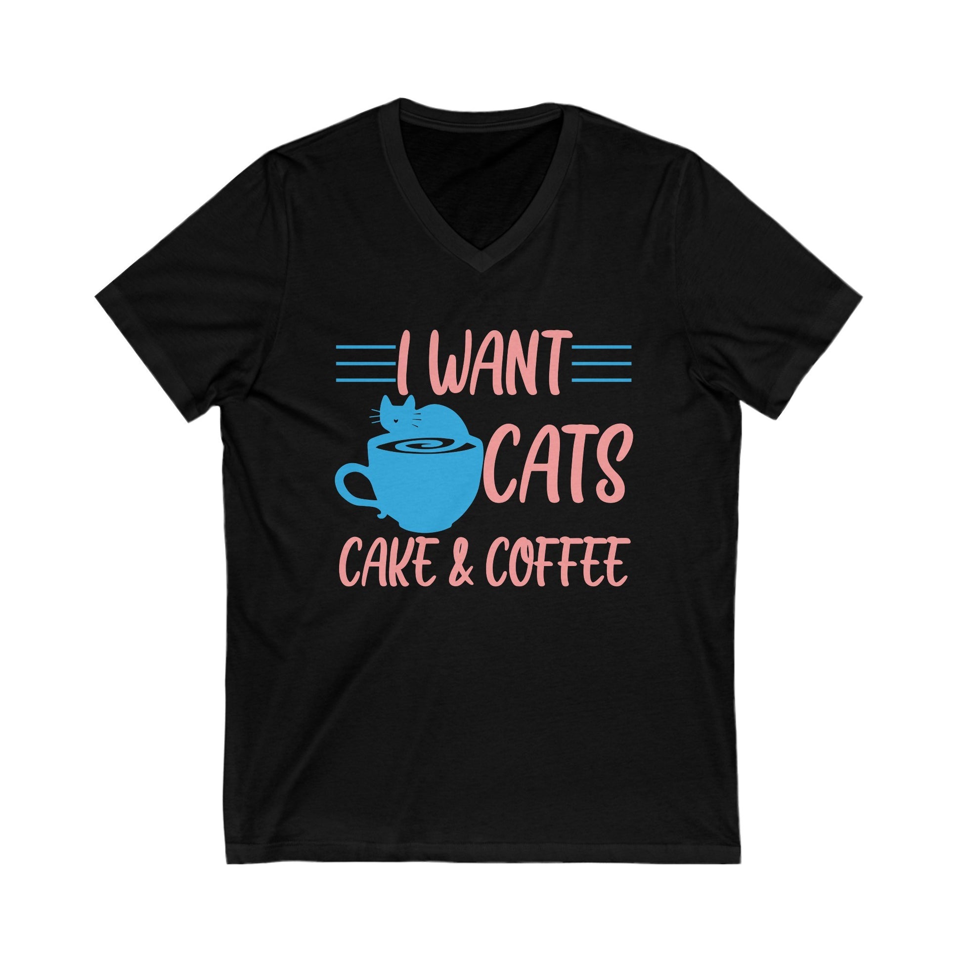 Black Cats Coffee & Cake V-Neck T-Shirt Unisex