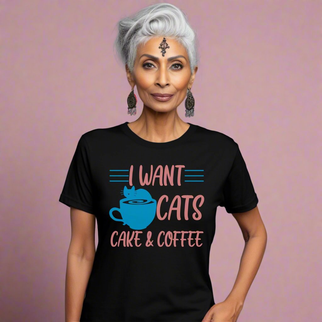 Black Cats Cake & Coffee T-Shirt Unisex Crew Neck