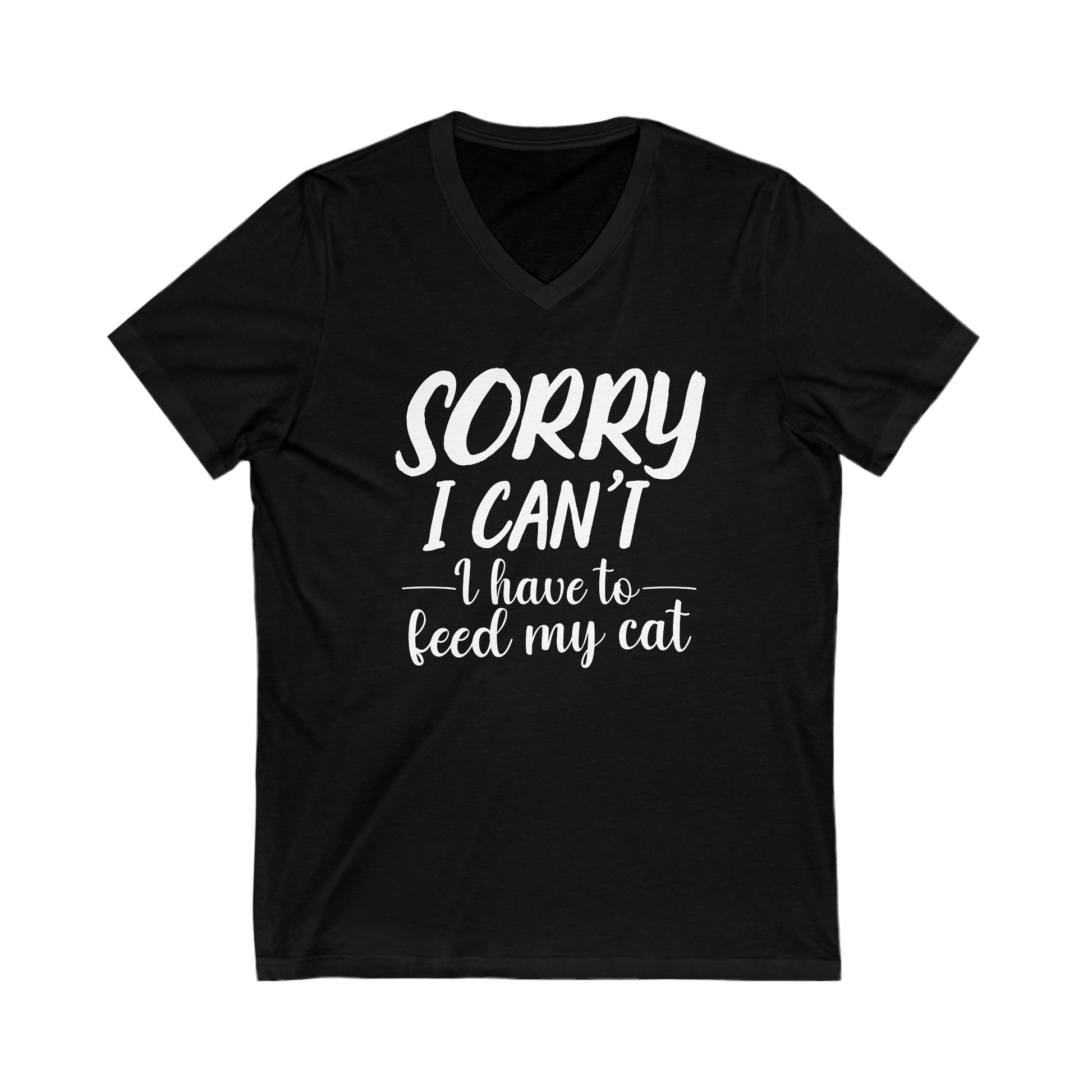 Black Feed My Cat V-Neck T-Shirt Unisex