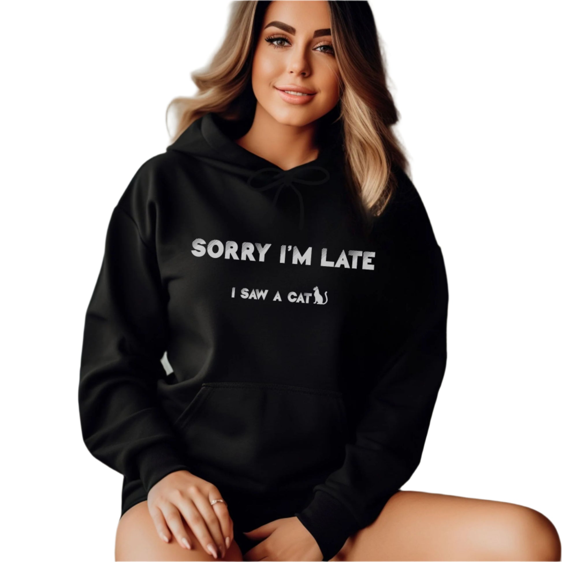 Black I Saw A Cat Hooded Sweatshirt Unisex  